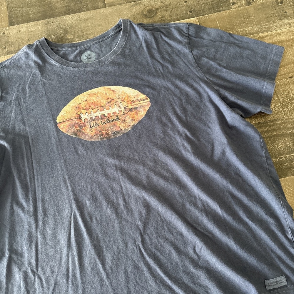 Life Is Good Football Shirt Womens XXXL Blue Crusher Graphic Tee T-Shirt 3X